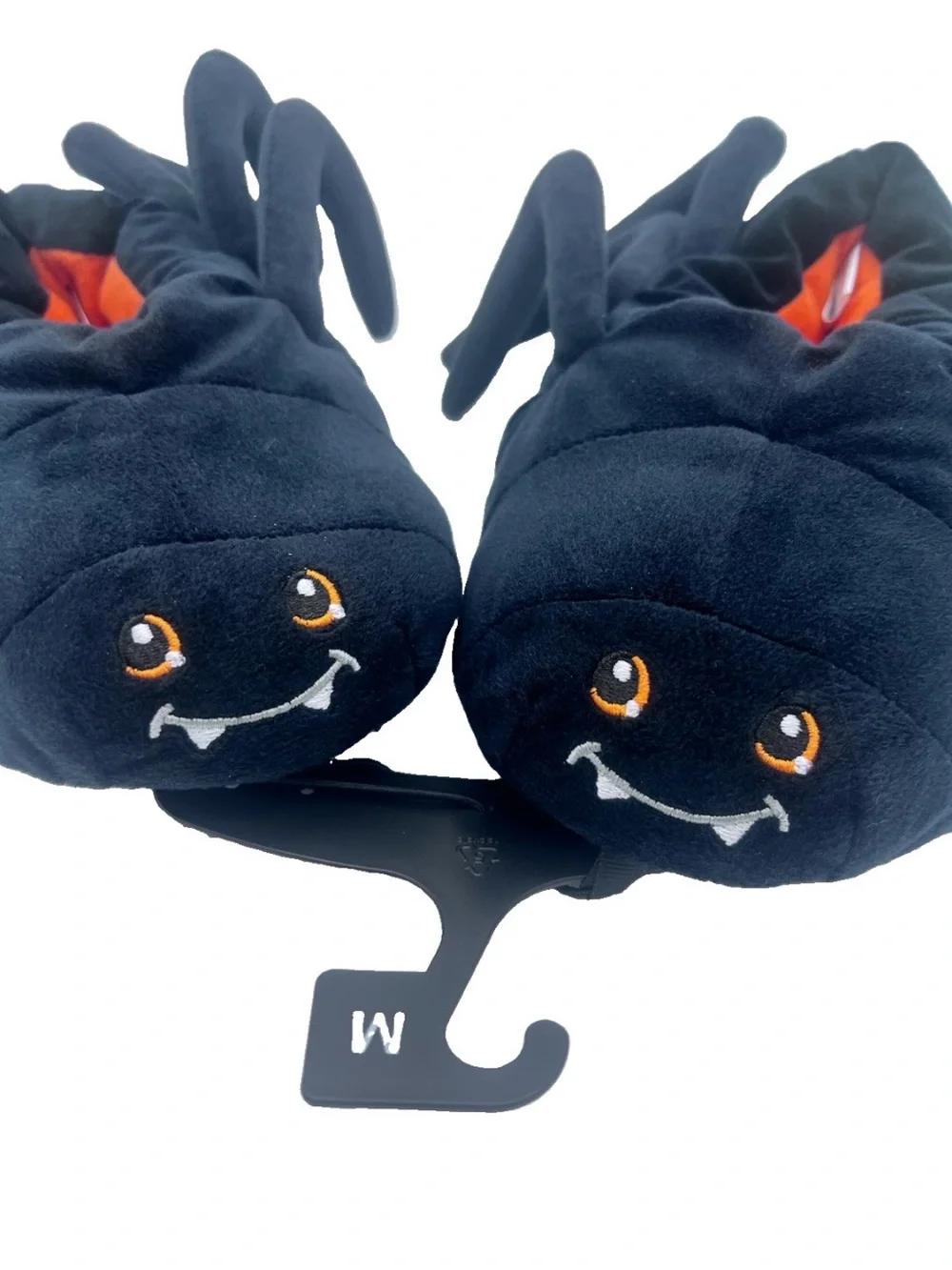 Celebrate Halloween Kids Black Spider Critter Slippers M (11-12) & Glow Toy Lot